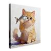 Modern Minimalist Kitten Cartoon Decorative Canvas for Living Room & Restaurant Wall Hanging