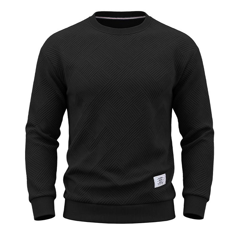 Men's Crew Neck Sweatshirt Long Sleeve Loose Fit Solid Color Autumn Winter Casual Thick Pullover Hoodie