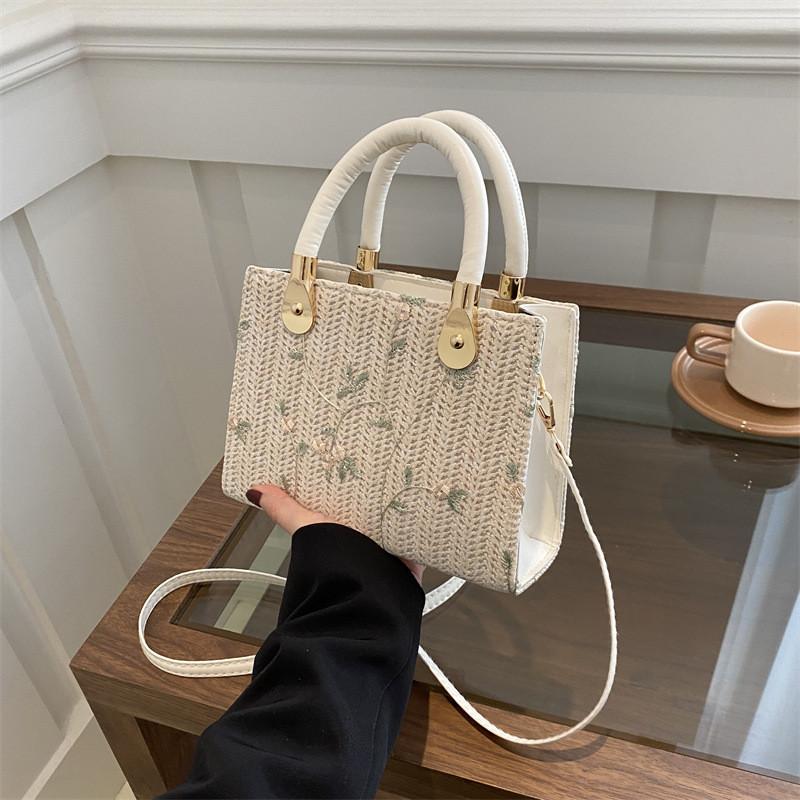 Straw Handheld Small Square Bag For Daily Casual Wear Street Style