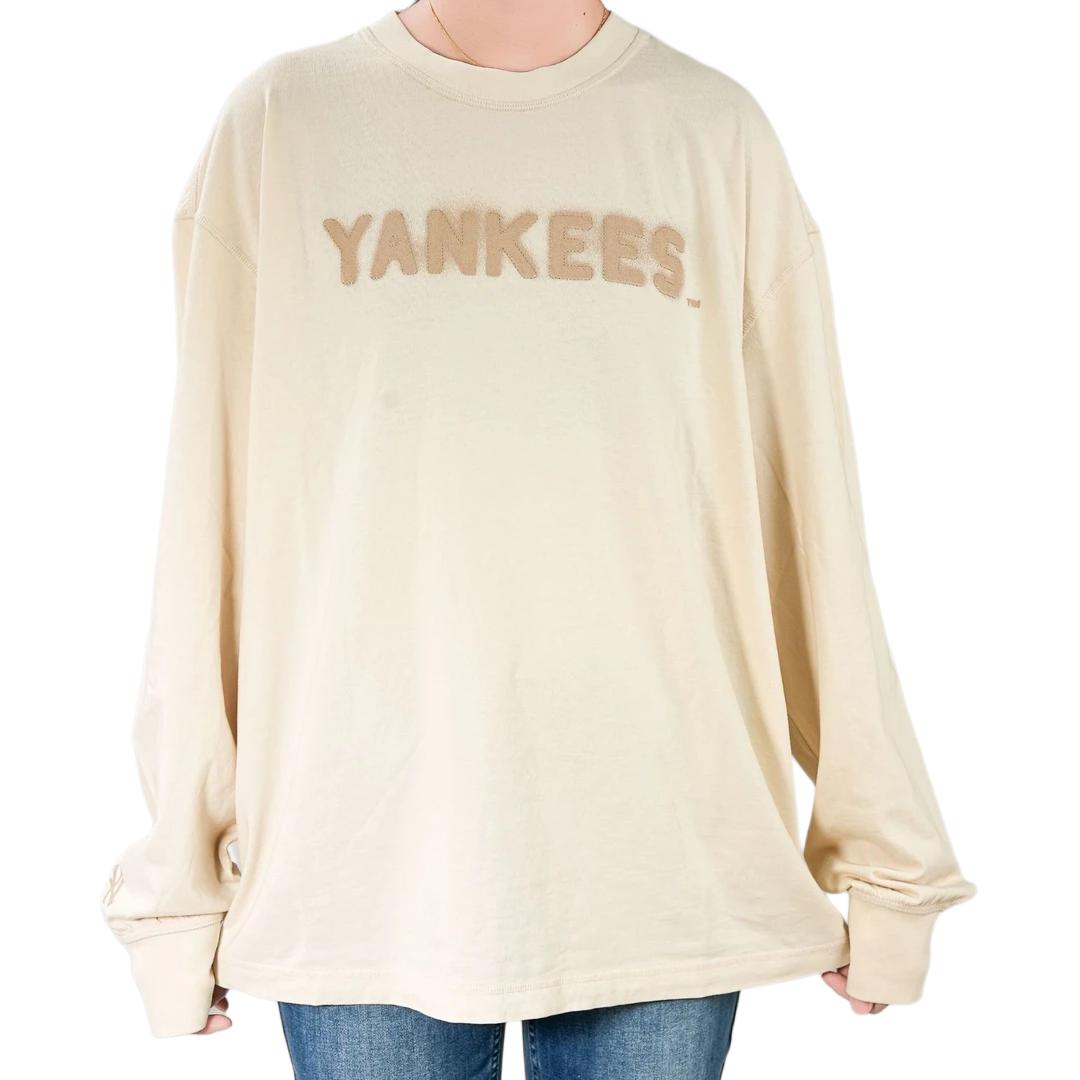 MLB New York Yankees SS25 Sweatshirt Unisex Beige Yellow 3ATSB2051-50BGS L