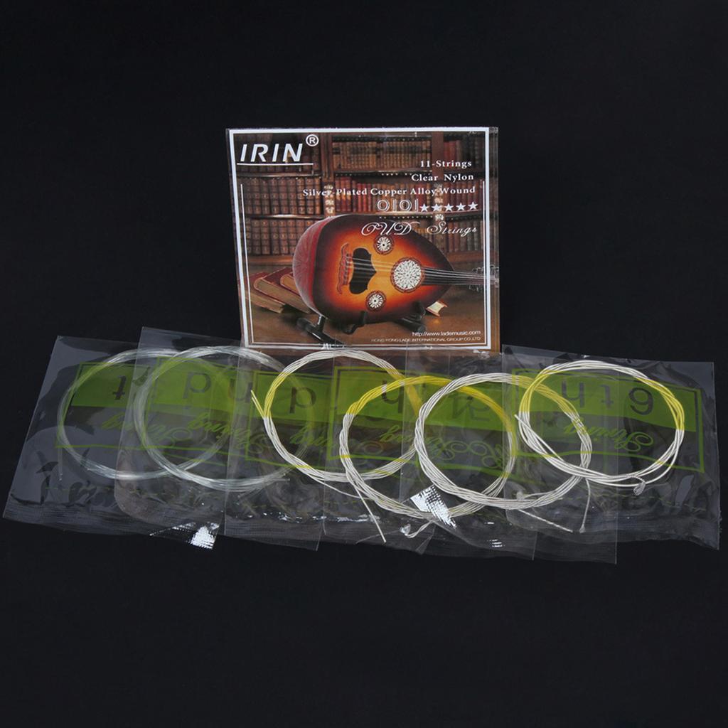 Oud Strings Set Clear Nylon Silver-Plated Copper Alloy Wound Strings Replacement Oud Accessories Parts (11 Strings)