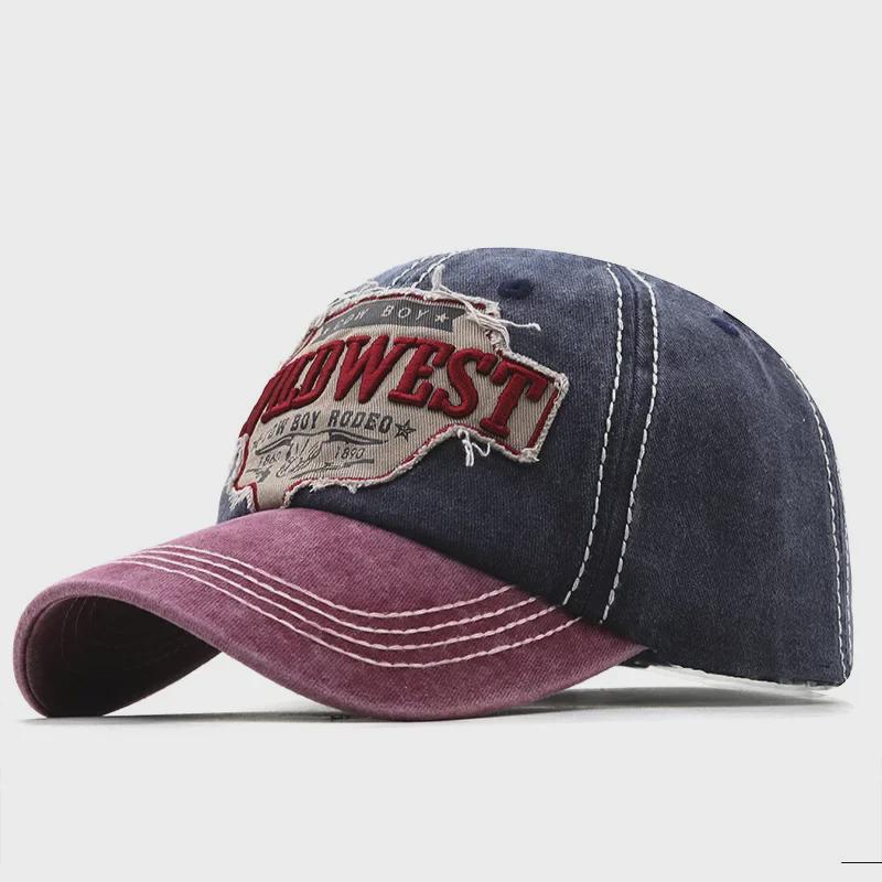 Retro prošívaná patchworková vyšívaná baseballová čepice: Opotřebovaný 3D vyšívaný kšiltovka