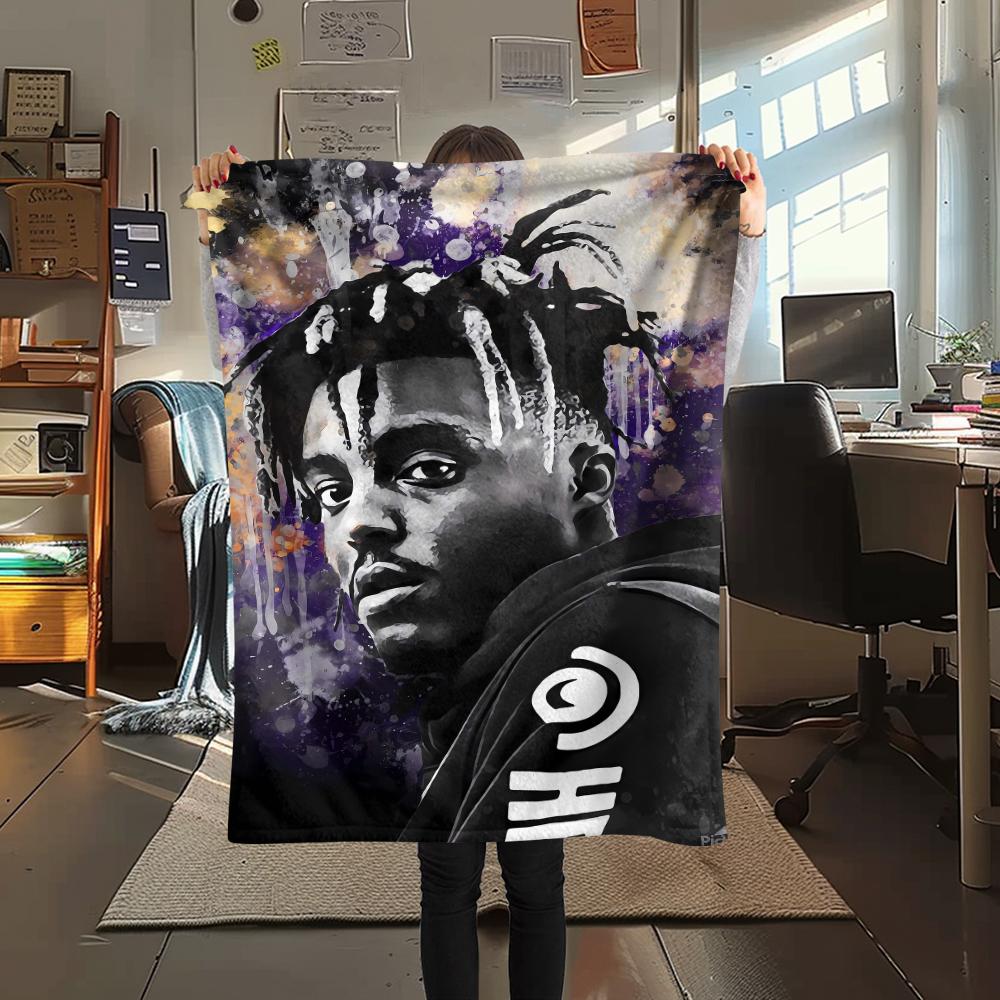 1Pc Juice Wrld Print Flannel Blanket, High Quality Comfortable for All Seasons, Home Decor, Warmth and Comfort, Perfect for Gifts