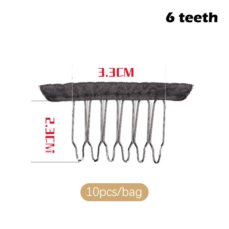 

10 шт., расческа для зубов, зажимы для наращивания волос, зажимы для изготовления париков, металлические зажимы для зубов 6 teeth чёрный