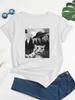 T Shirt Funny Cat UFO Print Crew Neck T-Shirt Casual Short Sleeve T-Shirt  Spring Summer Women's Clothing