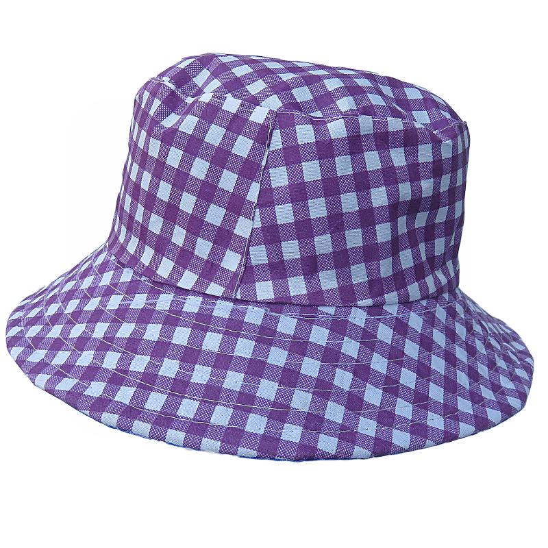 

Жіночий двосторонній картатий капелюх-панама – Великі поля, складаний, захист від сонця для весни/осені Medium (56-58cm)