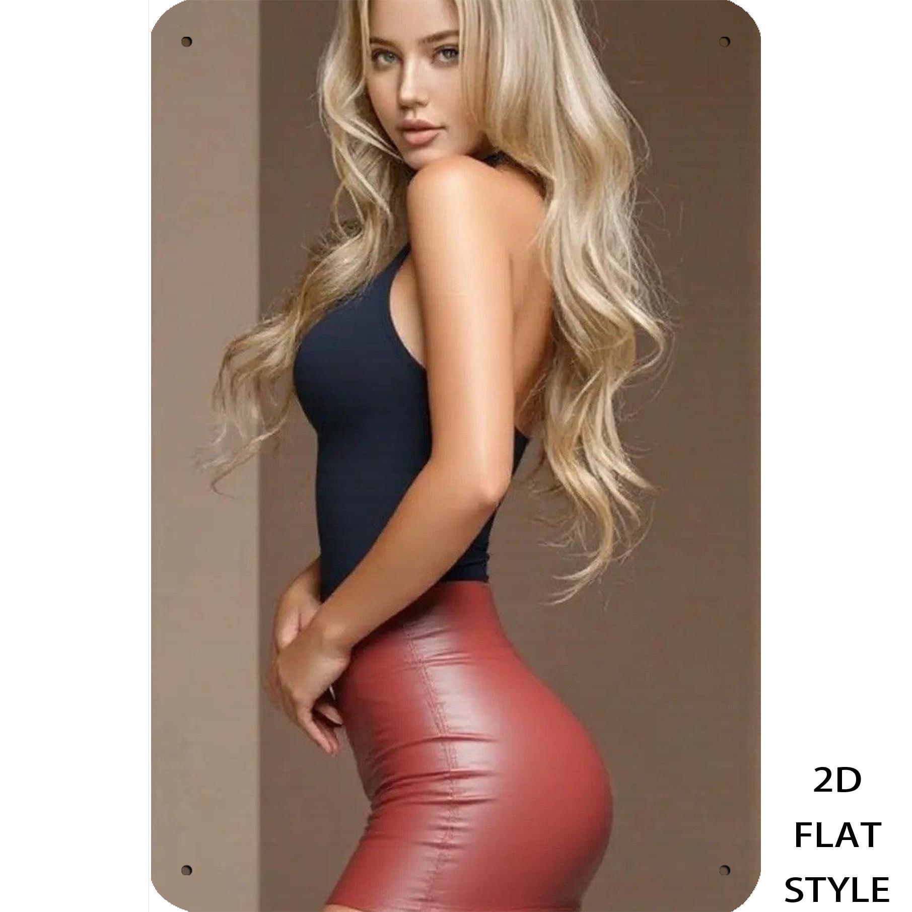 

Retro Metal Iron Sign inin Blonde Woman in Tight Skirt Design Wall Decor for Man Cave Workshop Pub 20x30cm（7.8x11.8inch）