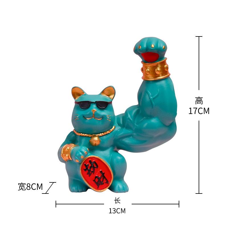 Creative Lucky Cat Decorative Ornaments Muscle Cat Animal Statue Resin Table Small Ornaments Living Room Home Decoration Modern