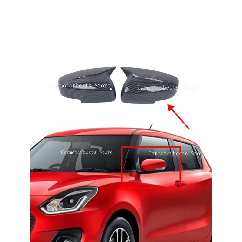 Car  Rearview Side Mirror Cover Fit For Suzuki Swift 2018  2019 2020 2021 2022 -2025  Wing Cap Rear View Case Trim Carbon Fiber