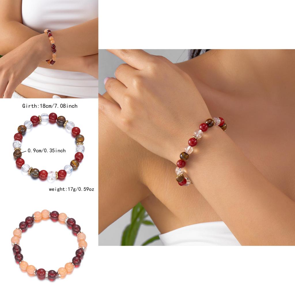 Geometric Stone Womens Bracelet Handmade Elastic Cord Minimalist Jewelry For Casual Wear