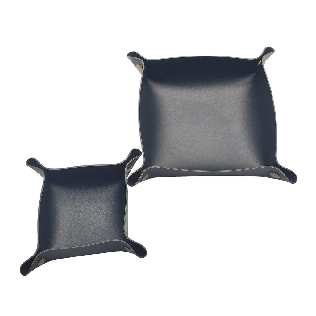 1PC 20cm/7.87inch PU Leather Box Desktop Storage Tray Jewelry Cosmetic Key Stuff Storage Basket Folding Table Organizer Case