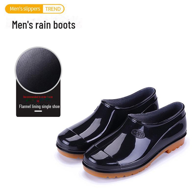 Men's Low-Top Waterproof Non-Slip Rain Boots - Durable Rubber Shoes for Labor Protection and Kitchen Use
