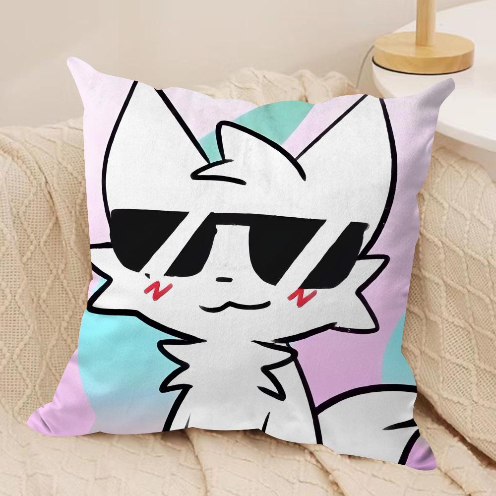 Anime Boykisser Silly Cat Cushion Cover Silky Short Plush DoubleSided Printed Pillow Case for Sofa All Seasons Home Decor Gift