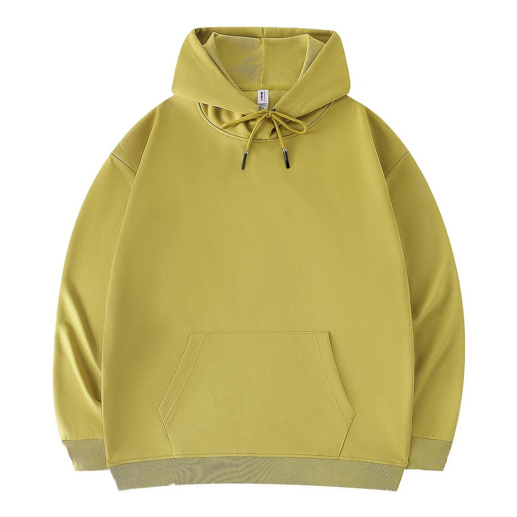 Loose Oversized Drop Shoulder Hooded Pullover Sweatshirt with Pocket - Solid Color, European Size, Customizable Design