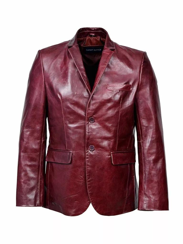 Lambskin Soft Red Men's Leather Blazer Handmade Stylish Formal Party Wear