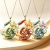 Vintage Jade Orchid Spirit Snake Light Luxury Keychain Pendant Elegant Snake Pendant Necklace For Girlfriend Jewelry Gift