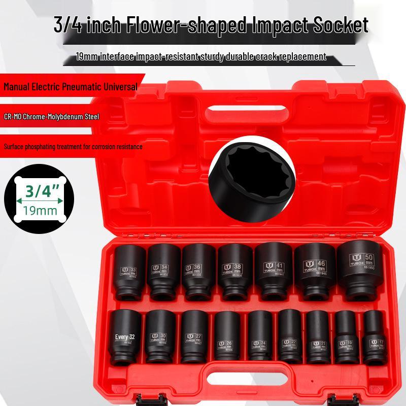 16-Piece Heavy-Duty 3/4 Twelve-Point Torx Impact Socket Set