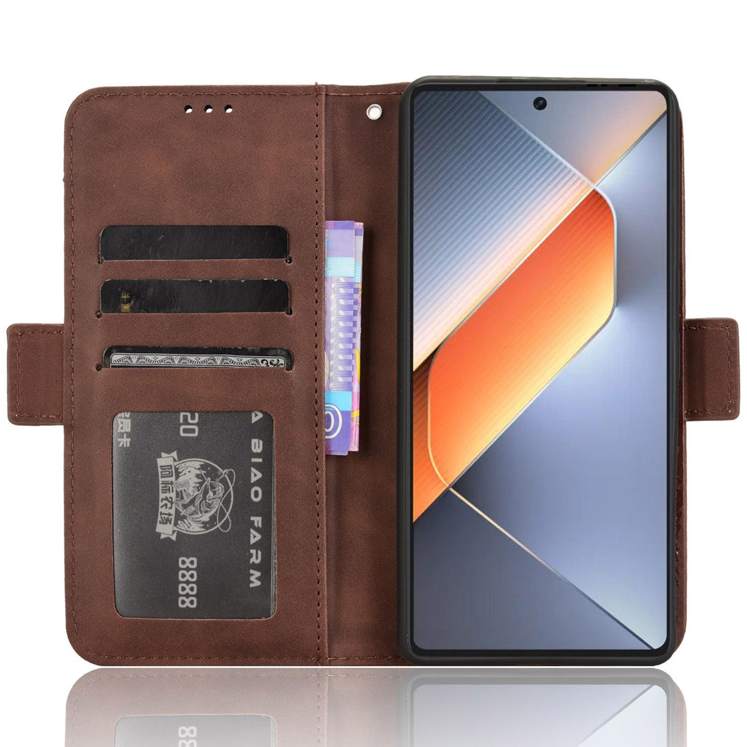

For TECNO Pova 6 4G Case Wallet Leather Phone Cover with Multiple Card Slots Brown