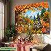 1 piece of 2D flat banner Autumn Forest Animal Gathering 2 polyester fiber material background clothzyc