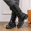 Men's Large High-Top Martin Boots - Trendy, Versatile Leather British Style with Side Zip