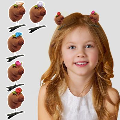 6 Stück Haarspangen Cartoon Tier Schleife Dekor Haarnadeln Bunte Haaraccessoires Zufällige Farben Elastische Haarnadeln