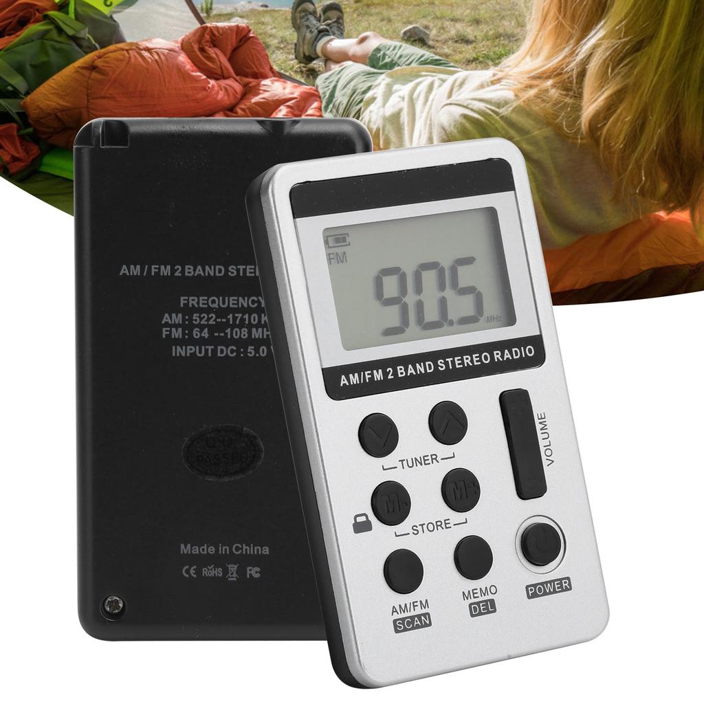 QQT103 Professional Radio Portable FMCelsiusAM Stereo Receiver LCD Display with Earphone