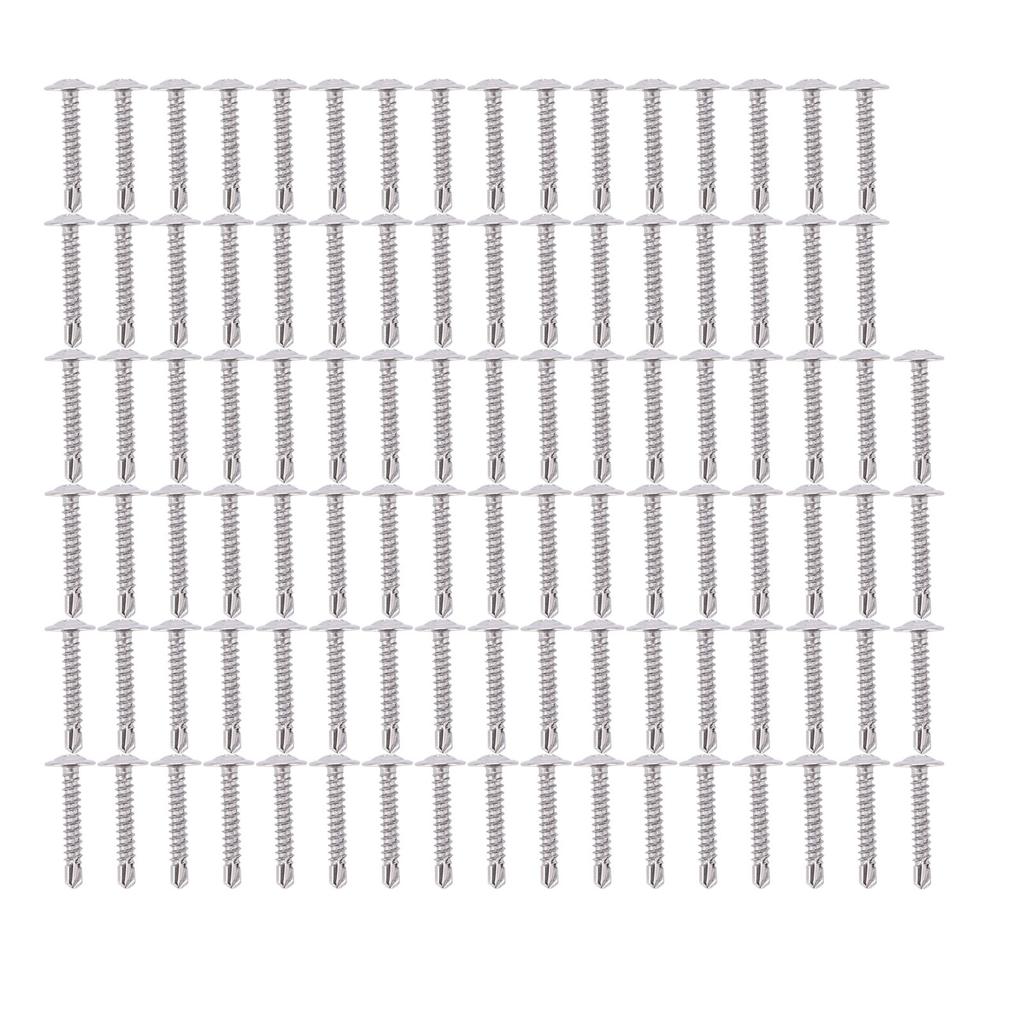 100Pcs Self Drilling Screw M4.2x25 Round Washer Stainless Steel Fastener Accessory Set Kit