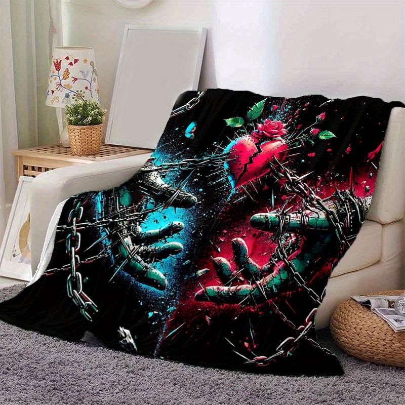 

1pc Broken Heart in Chains Blanket Seasonal Universal Home Decorative for Room, Gift Idea, Living Room, Travel, Camping 80x120cm