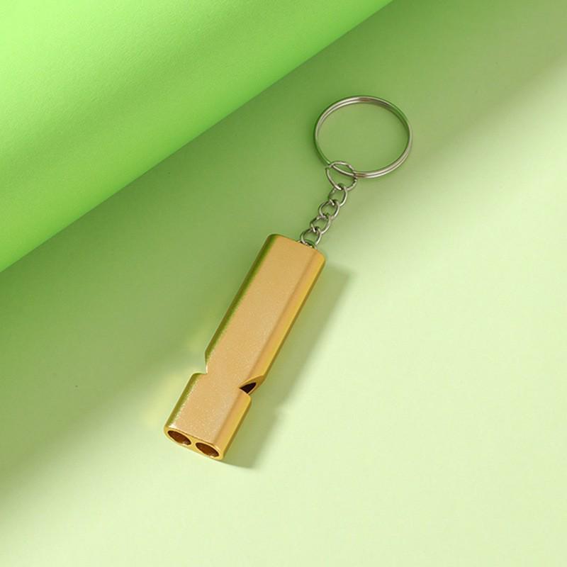 High-Frequency Dual/Single-Hole Aluminum Whistle with Lanyard for Outdoor Survival