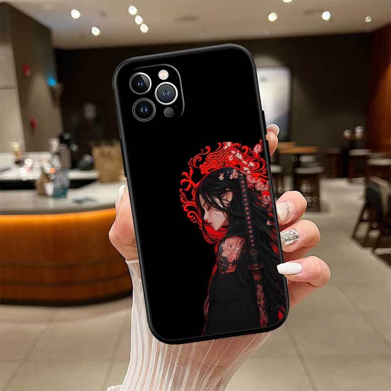Japan Samurai Mask Case for Samsung M55 M35 M15 A02 A05S A05 A06 A15 A12 A13 A10 A16 A20 A22 A24 A25 A30 A31 A32 A33 A35 A42 A50