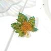 Light Luxury Elegant Colorful Full Rhinestone Maple Leaf Brooches Vintage Leaves Buckle Pins For Women Men Coat Bag Jewelry Gift