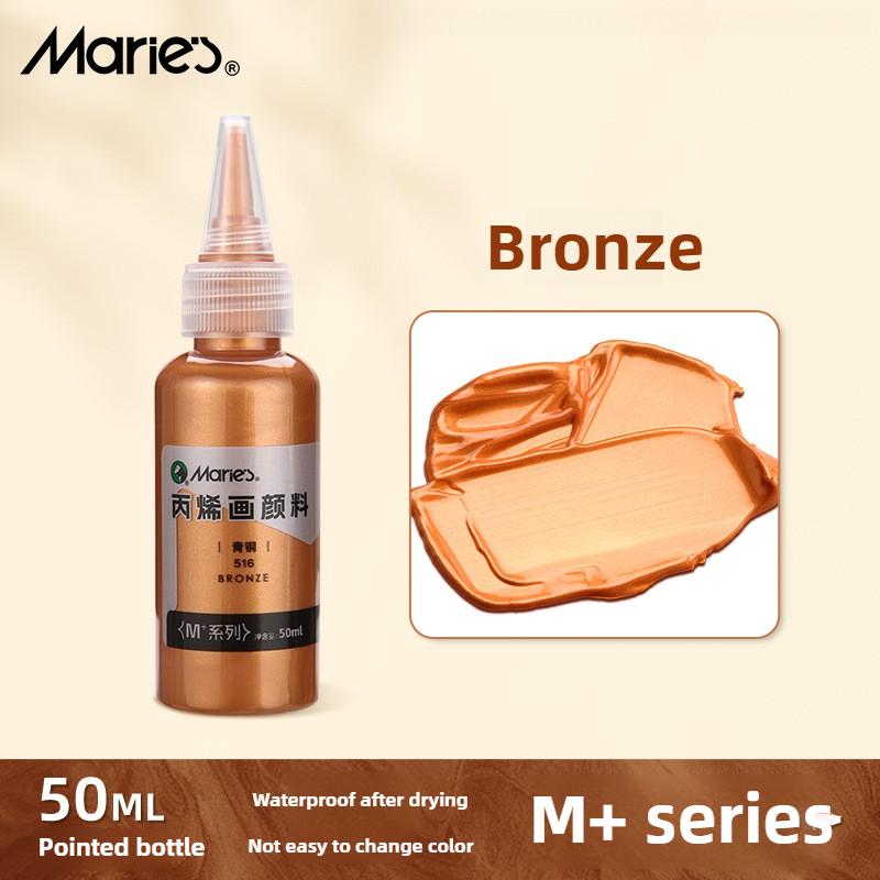 Marie s 50ml Metallic Acrylic Paint Pearlescent Rich Shiny Pigments with Bottle, Golden Slivery for DIY Painting Art Supplies бронзовый