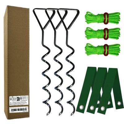Spiral Tree Stake Kit, Heavy Duty Ground Screw Anchors for Trees, 4-Pack Plant Support System with Rubber Straps