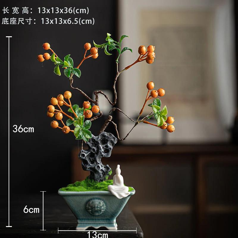 Chinese Style Flower Bonsai Decoration Ornaments For Indoor Study, Living Room Decoration Home Soft Decoration Handicrafts