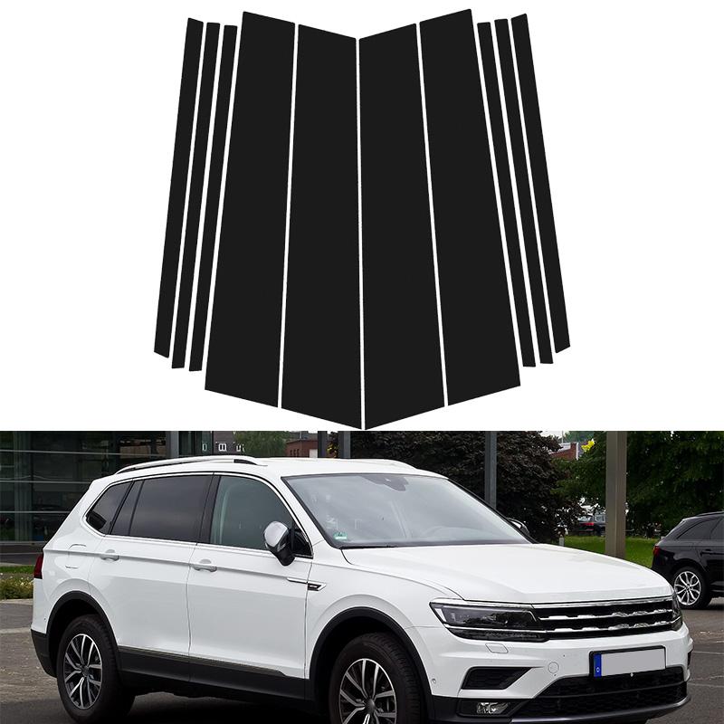 10pcs Car Door Window Column BC Pillar Post Cover Trim PC Material Sticker Fit For Volkswagen Tiguan 2016-2024
