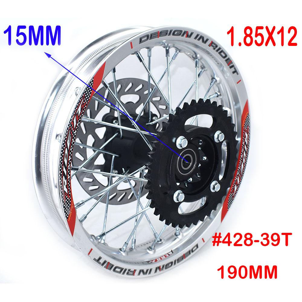Aluminiumlegierung 1,85x12" Zoll Hinterradfelge Kreisrad mit Scheibenbremse Ritzel für KLX CRF Kayo BSE Dirt Pit Bike Motorrad