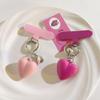 Delicate Love Heart Pendant Keychain Colorful Keyring Charm Accessory Bag Purse Backpack Ornament for Women Girls