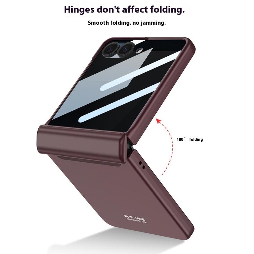 GKK For Samsung Galaxy Z Flip7 5G Case Magnetic Hinge Protection PC Phone Cover with Anti-Spy Tempered Glass Film