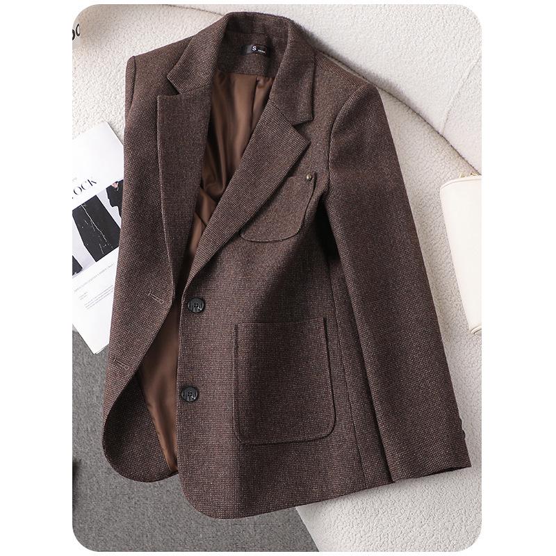 Women's High-End Wool Blend Suit Jacket - Autumn/Winter 2025 Slimming Professional Style