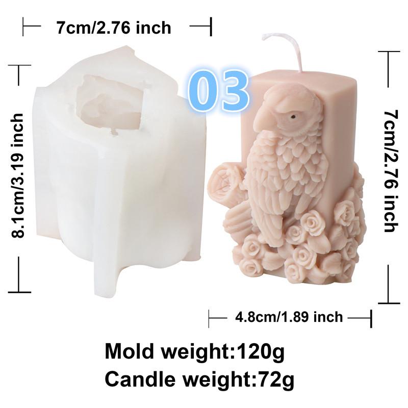 Animal Owl Bird Parrot Feathery Birds Silicones Mold DIY Standing Parrot  Bird Candle Mold  Animal Desktop Ornament Gypsum Mold