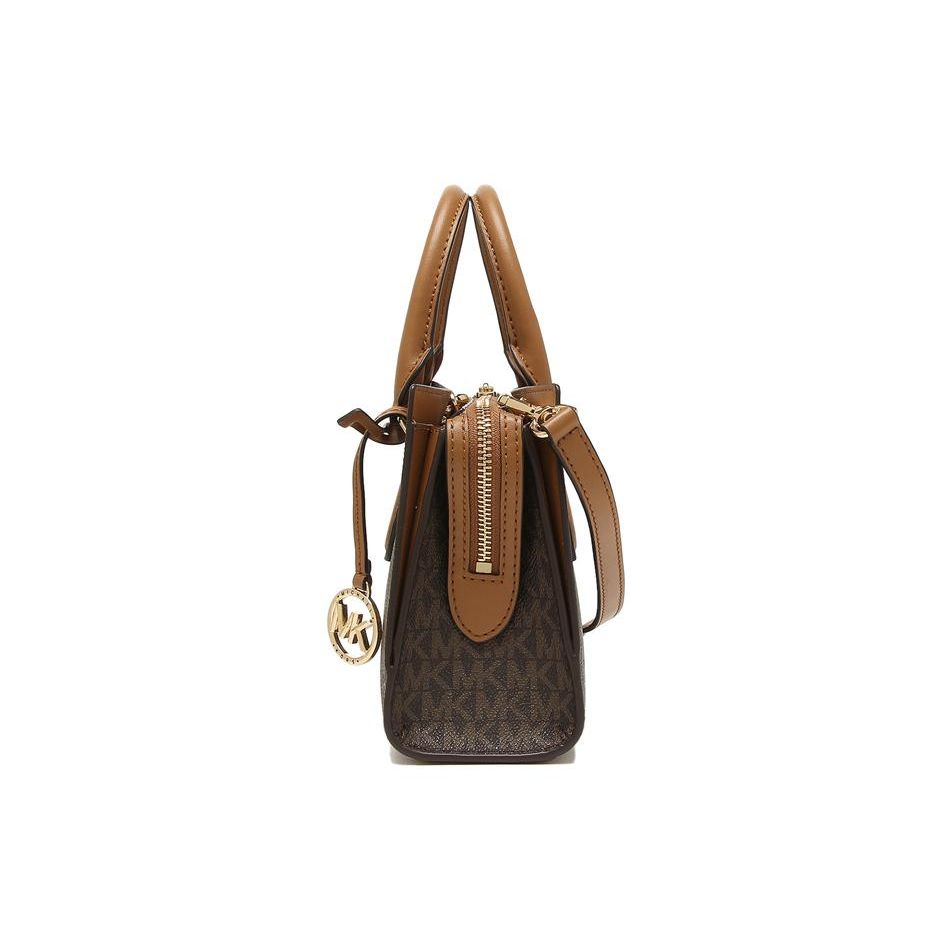 Michael Kors Mk Valerie Commuter Classic Vintage Logo Print Pendant Canvas Polyester Handbag Women Handbag Acorn-Brown 30F2G9VS1B-BRN-ACORN
