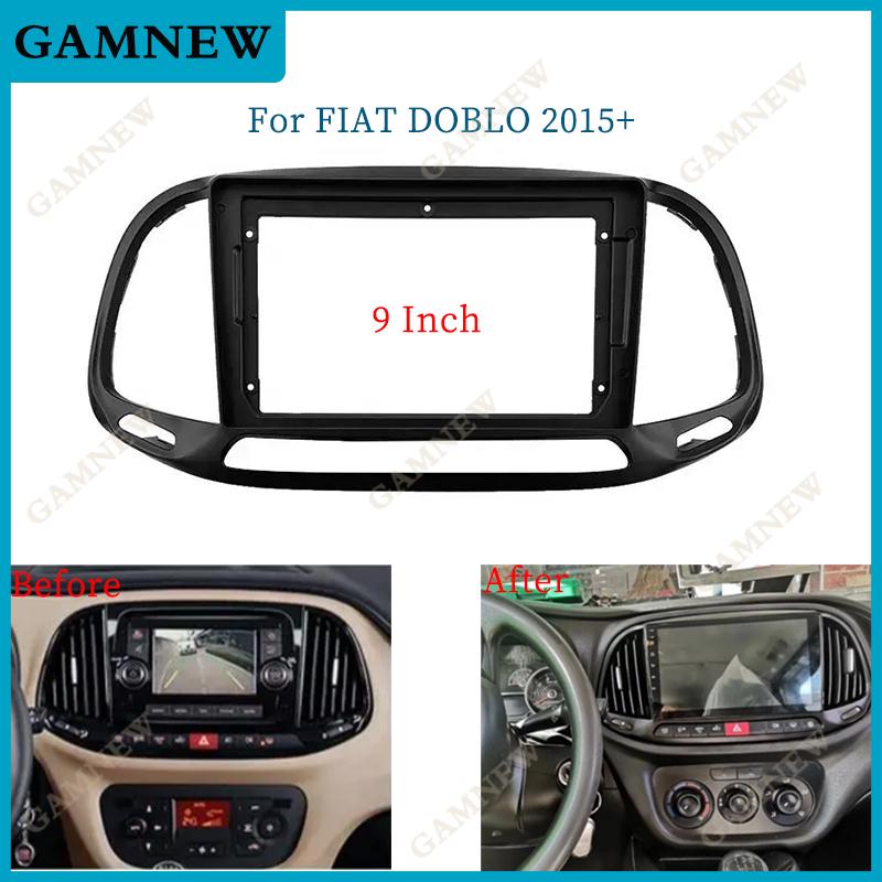 Car 9 Inch Radio Fascia For 2015 FIAT DOBLO Frame Android 2Din MP5 Player Stereo Panel