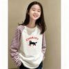 Girls' Korean Style Patchwork Striped Long-Sleeve T-Shirt—Trendy Color Block Base Layer for Spring and Autumn