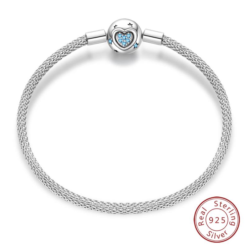 17-20CM Silver 925 Bracelets Star Moon Starry Trajectory Cat Claw Love Zircon Bracelets Fit DIY Charms Birthday Jewelry