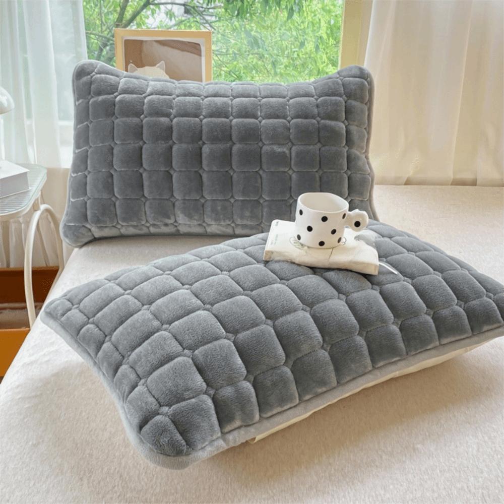 Warm Grid Milk Velvet Pillowcase Quilted Pillow Cover Minimalist Cushion Cover  Winter