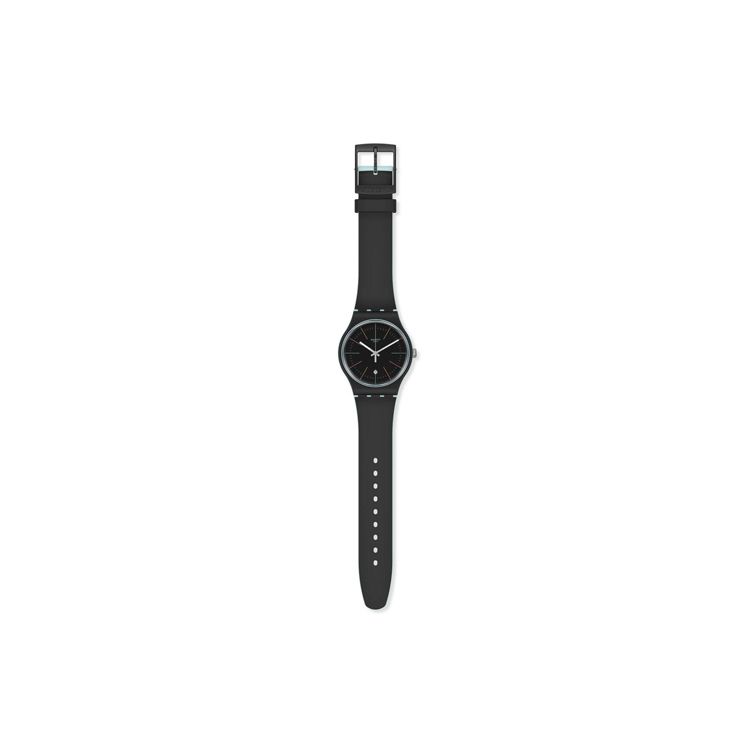 Swatch New Gent Series Quartz Movement 30 Meters Water Resistant Watch 41 Mm Black Dial Plastic Case Silicone Strap Unisex watches SUOS402