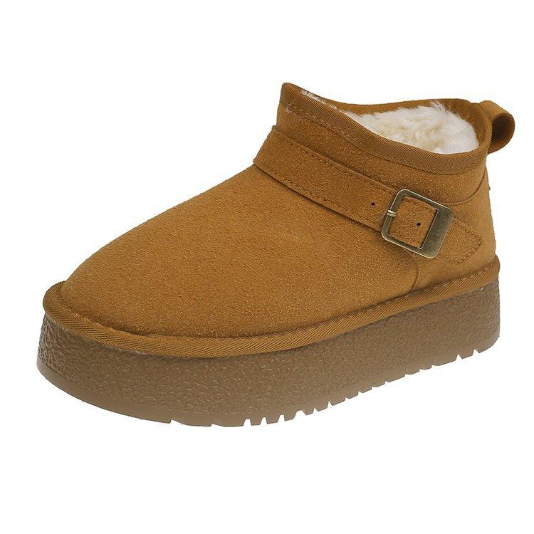 Snow boots winter piled and thickened 2025 new warm women's shoes Northeast cotton shoes women's thick-soled short tube snow cotton