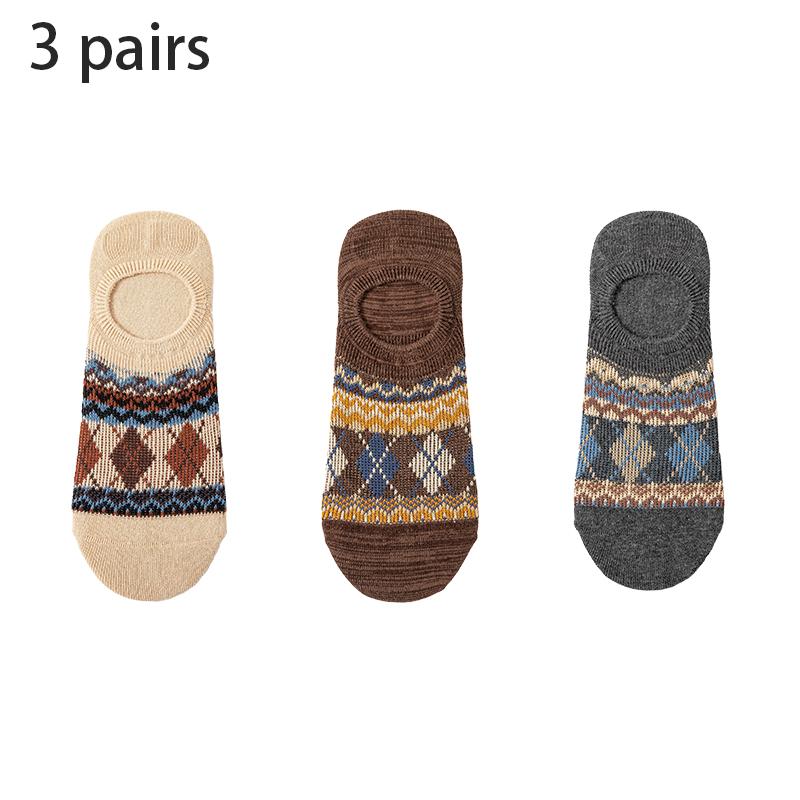 3-Pack Men's Invisible No Show Socks Anti-Slip Silicone Grip Cotton Ankle Socks for Sports Casual All Season Boat Socks