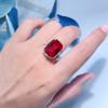 Wosikate Luxury Exaggerated 14 Carat 5A Red Corundum High Carbon Diamond Wedding Ring For Women Wedding Jewelry Double Gold Ring