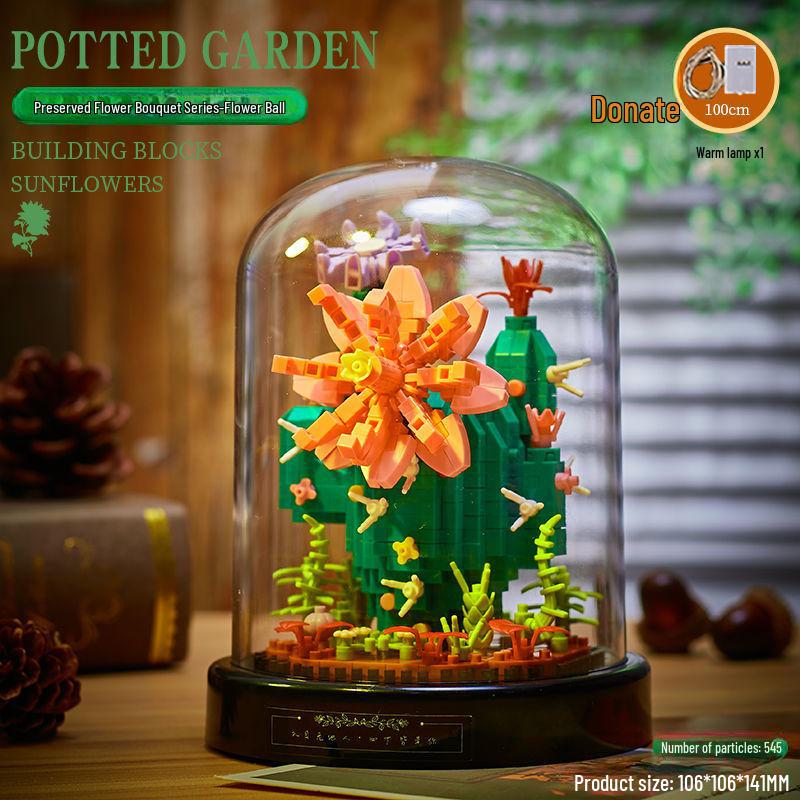 Belledi Eternal Flower Building Blocks: Handmade Educational Toy Bouquet for Valentine's Day Gift